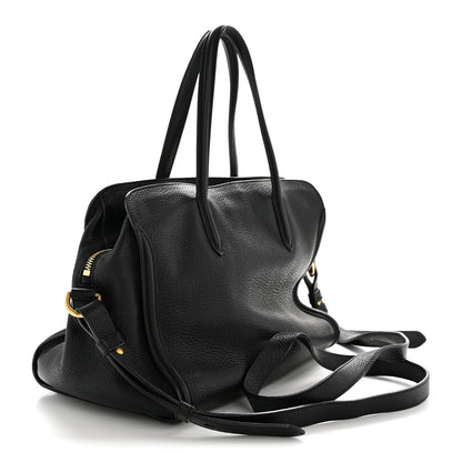 Alexander McQueen Pebbled Calfskin Small Skull Padlock Zip Around Tote Black 3 of 14