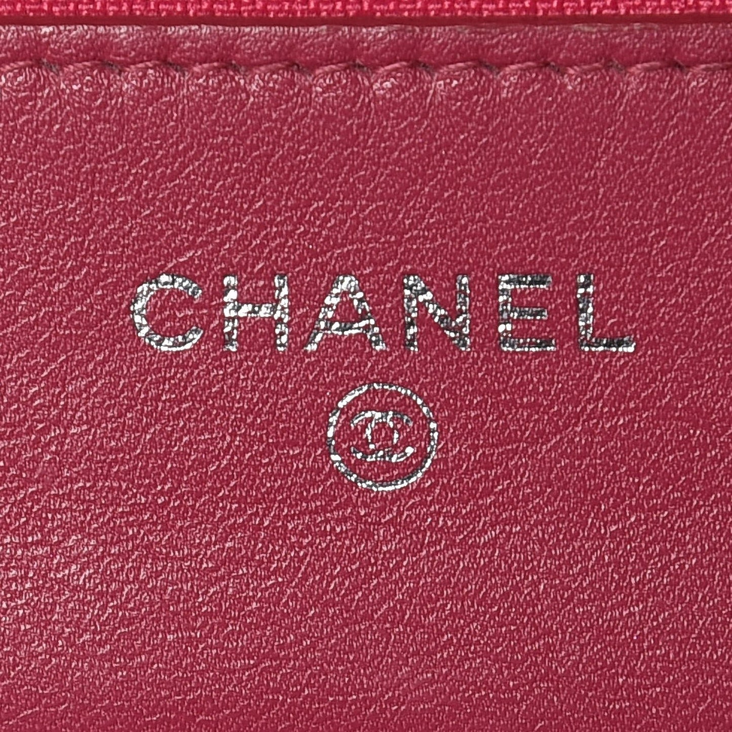 Patent Camellia Embossed Wallet on Chain WOC Rose