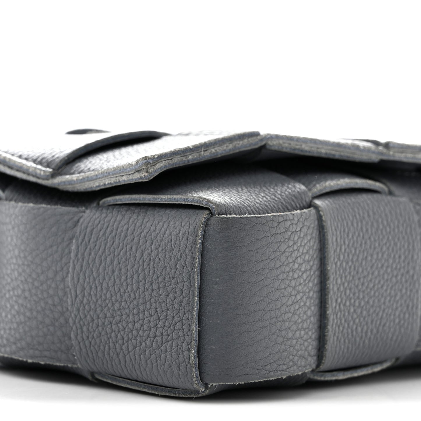Grained Calfskin Maxi Intrecciato Cassette Crossbody Bag Thunder