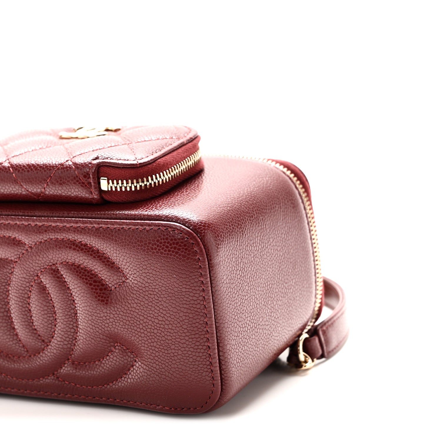 Chanel Caviar Quilted Top Handle Pocket Vanity Case Burgundy 11 of 11