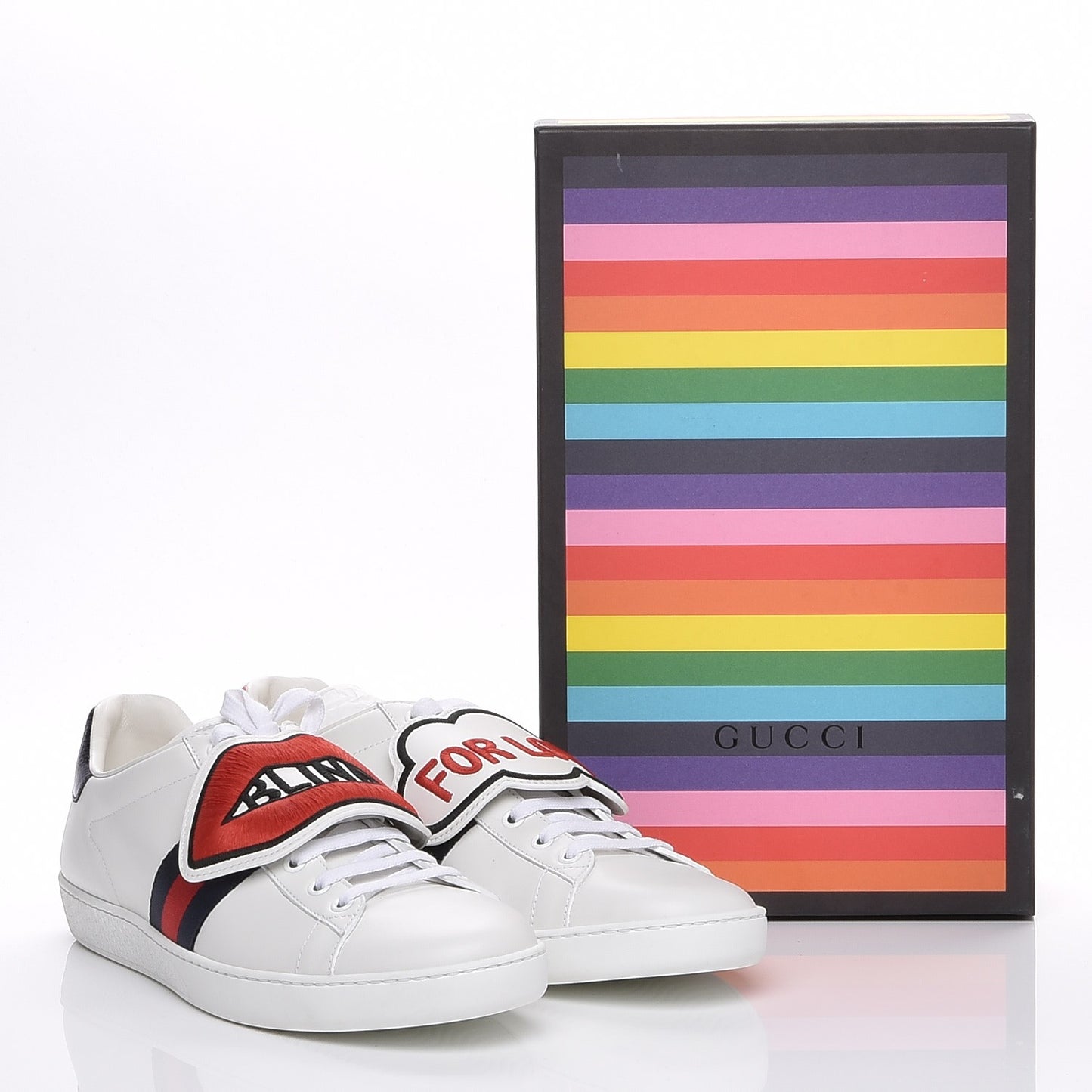 Calfskin Ayers Blind For Love Embroidered Womens Ace Sneakers 42 White