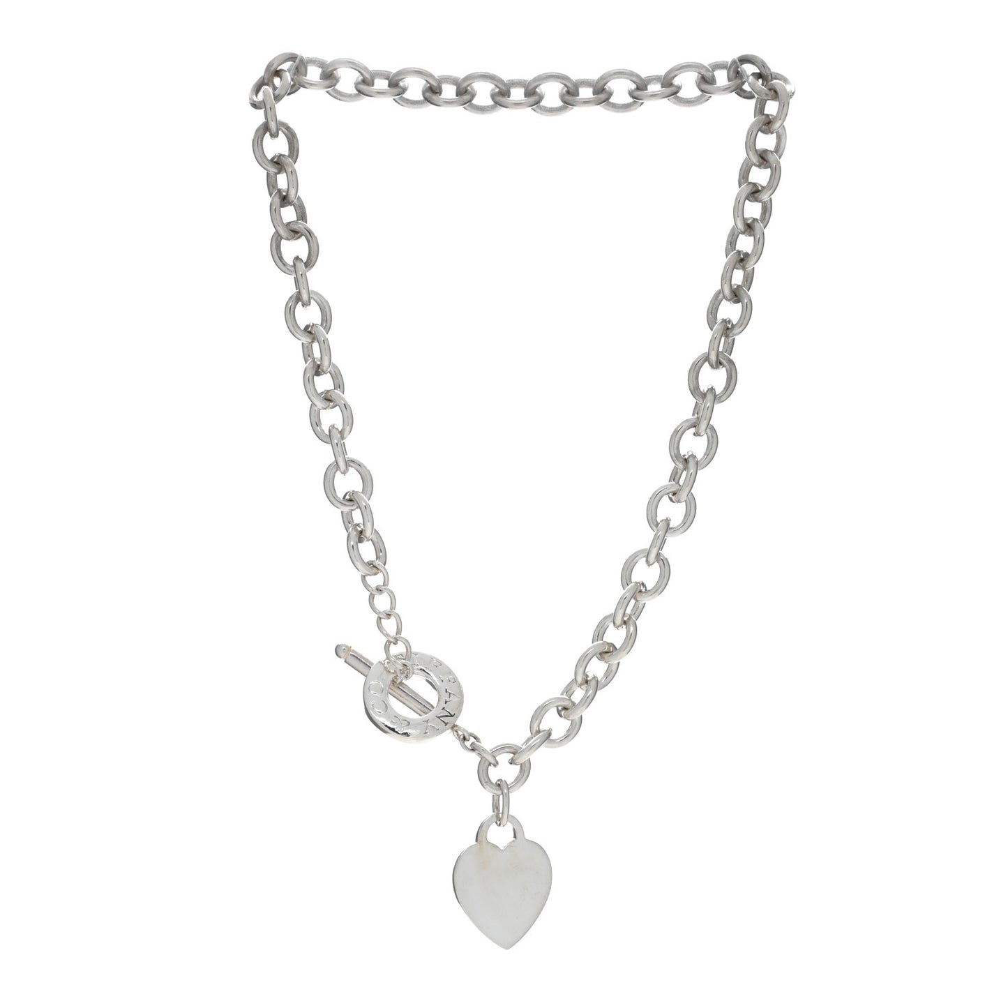 Sterling Silver Heart Tag Toggle Necklace
