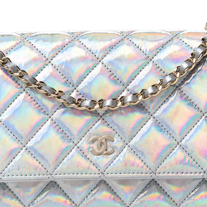 Chanel Iridescent Goatskin Quilted Wallet On Chain WOC Silver 11 of 12