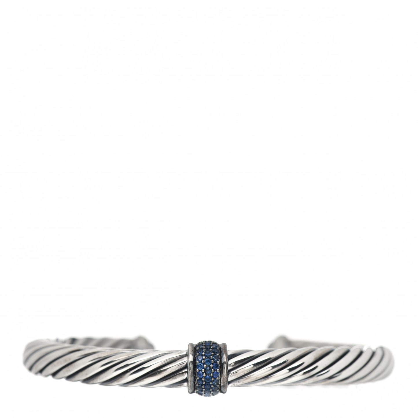 Sterling Silver Blue Sapphire 7mm Cable Classics Station Bracelet