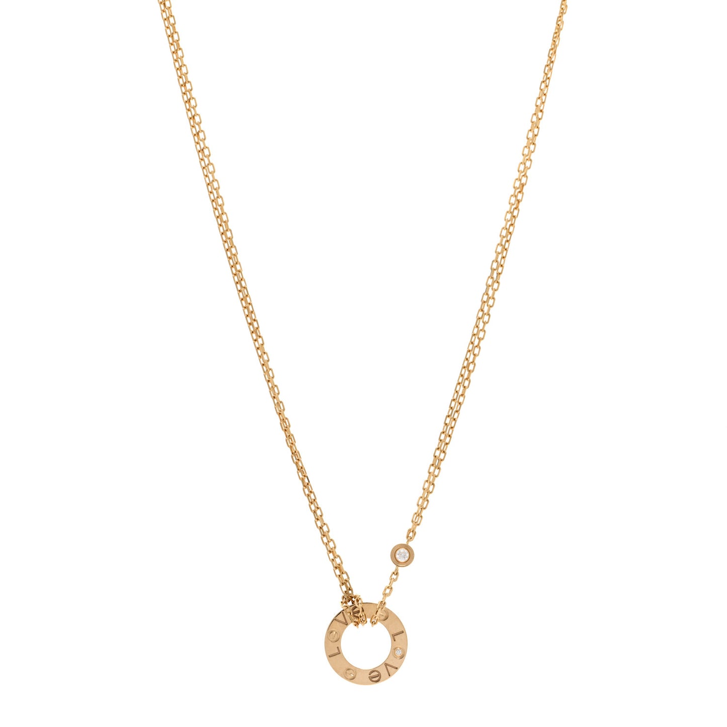 18K Yellow Gold 2 Diamond LOVE Necklace