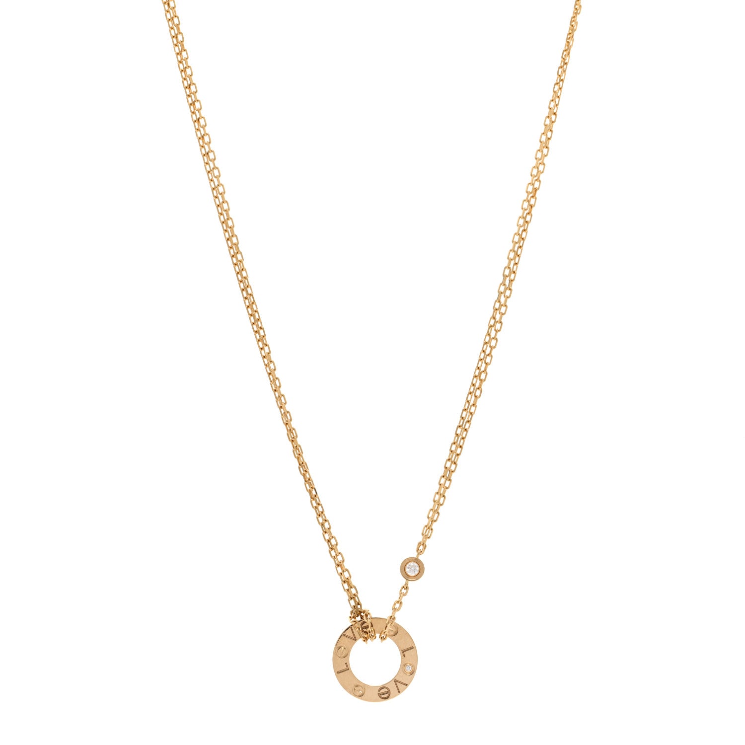 Cartier 18K Yellow Gold 2 Diamond LOVE Necklace 1 of 4