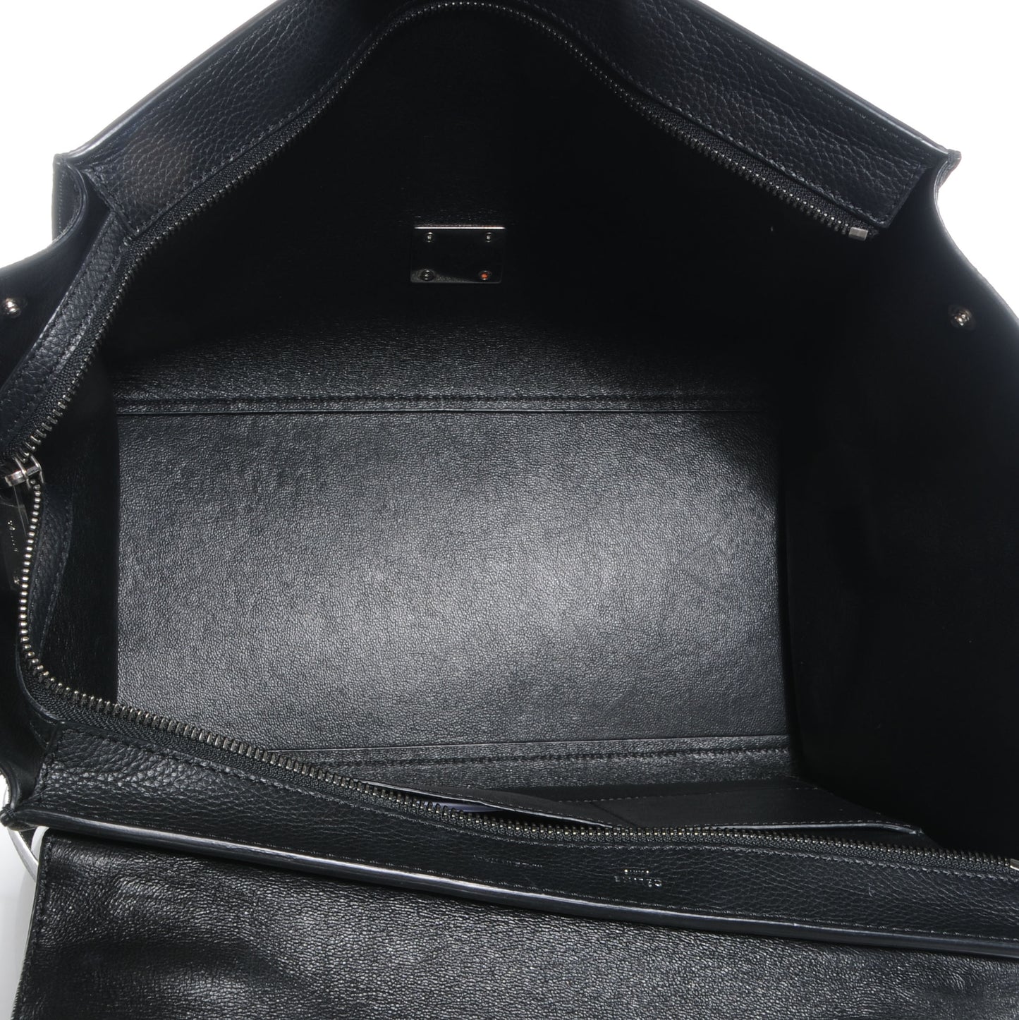 Drummed Leather Suede Trapeze Small Luggage Black