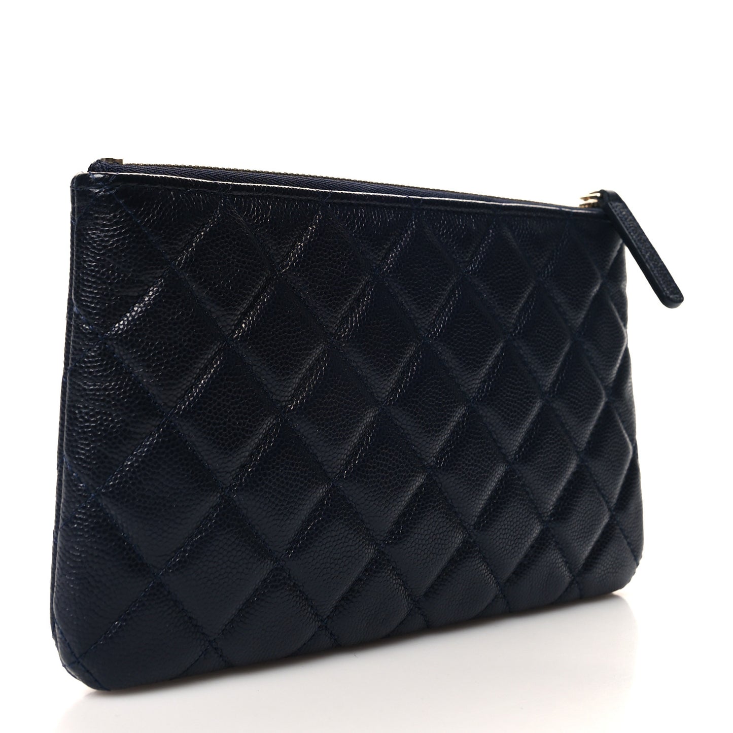 Caviar Quilted Small Zipped Pouch Navy Blue