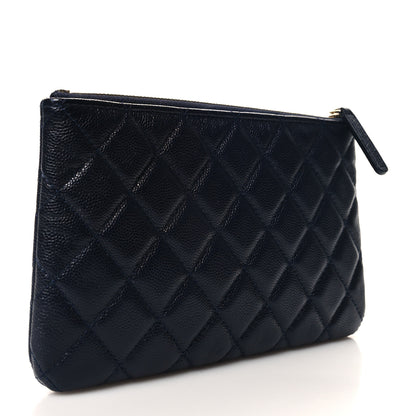 Chanel Caviar Quilted Small Zipped Pouch Navy Blue 3 of 8