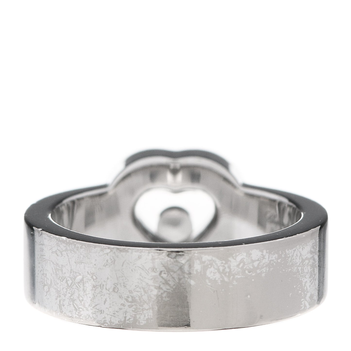 18K White Gold Diamond Happy Diamonds Icons Heart Wide Ring 54 6.75