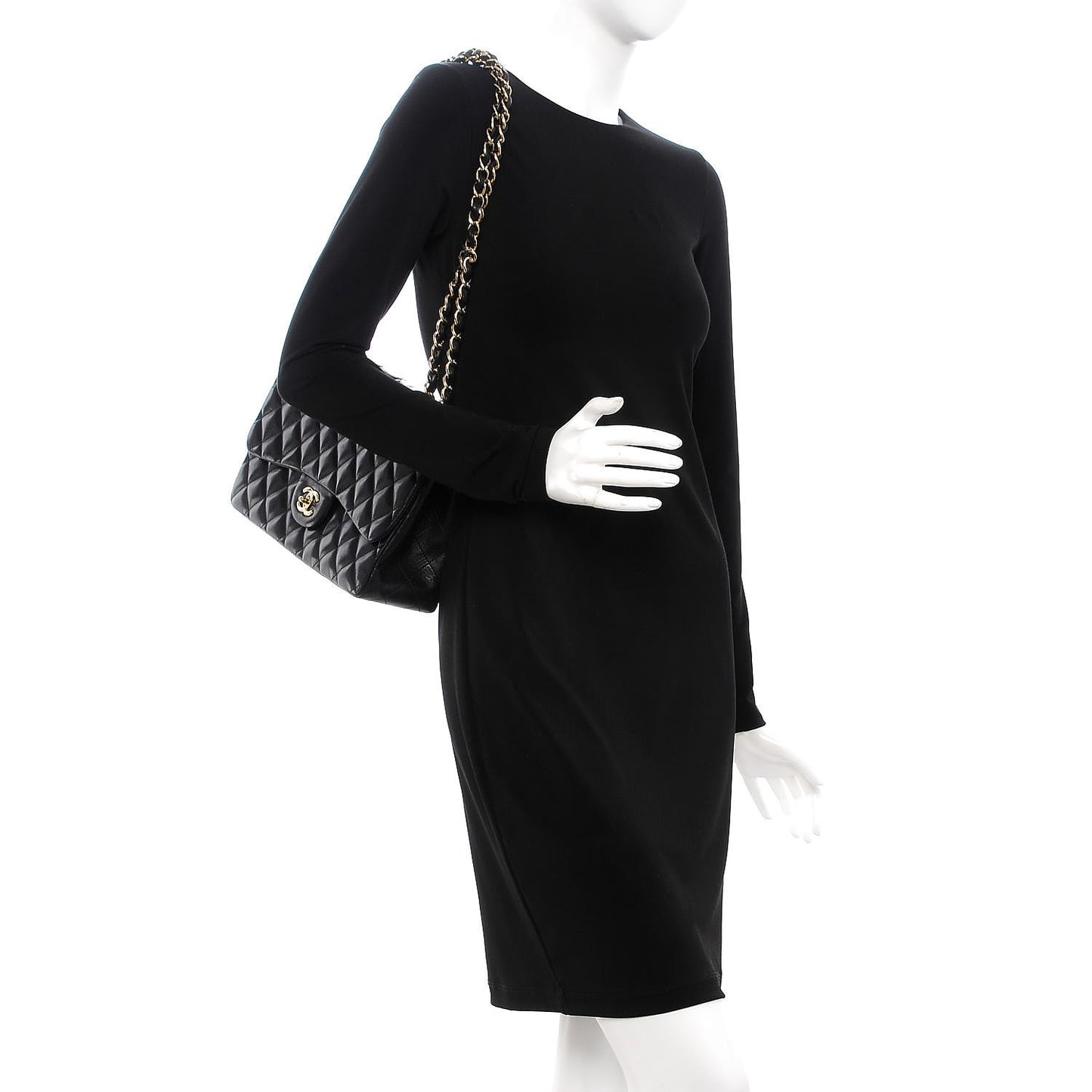 Lambskin Quilted Jumbo Single Flap Black