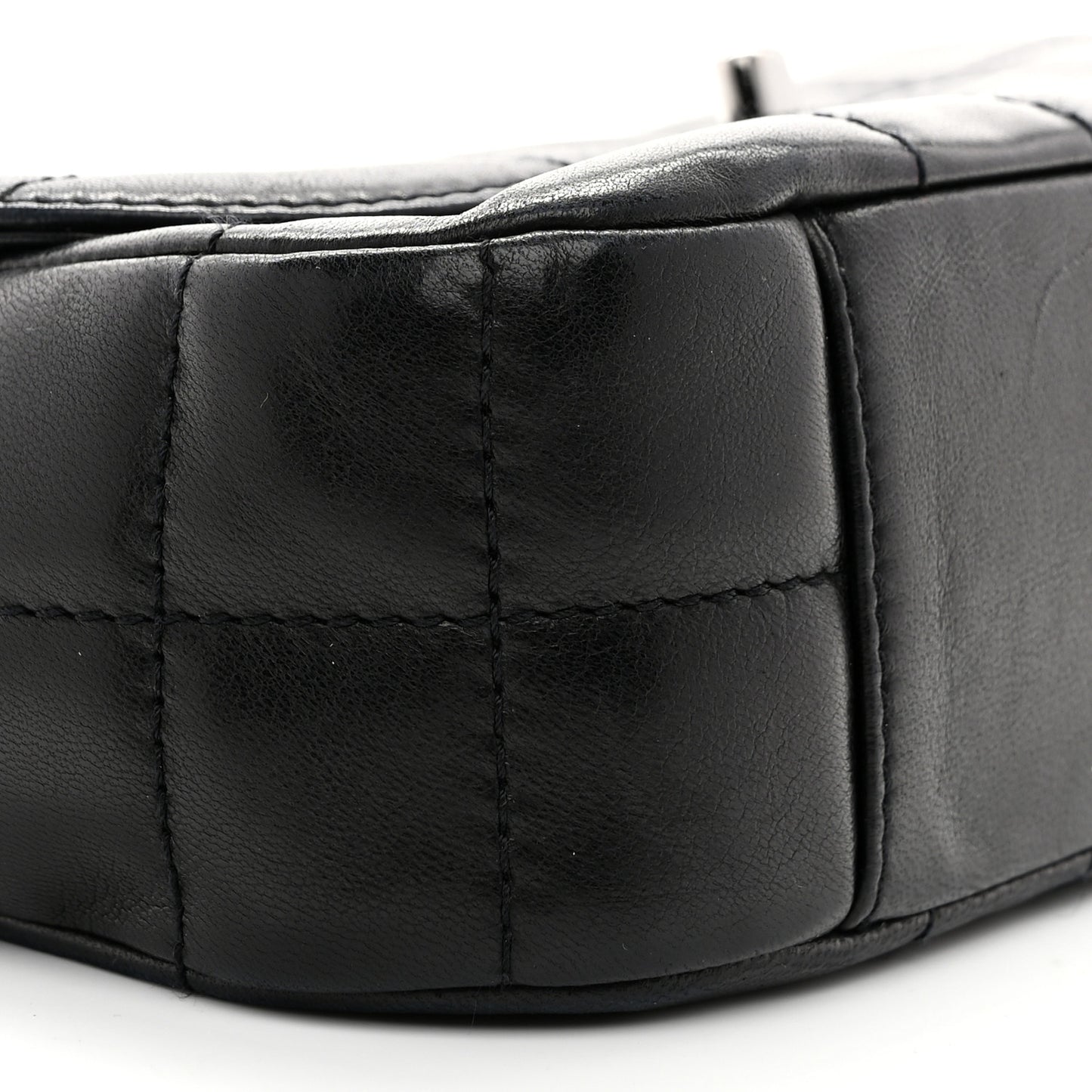 Lambskin Chocolate Bar Quilted Lambskin 4 Chain Flap Black
