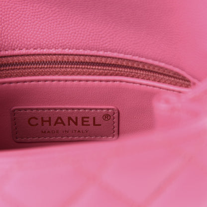 Chanel Caviar Quilted Lizard Embossed Extra Mini Coco Handle Flap Pink 8 of 10