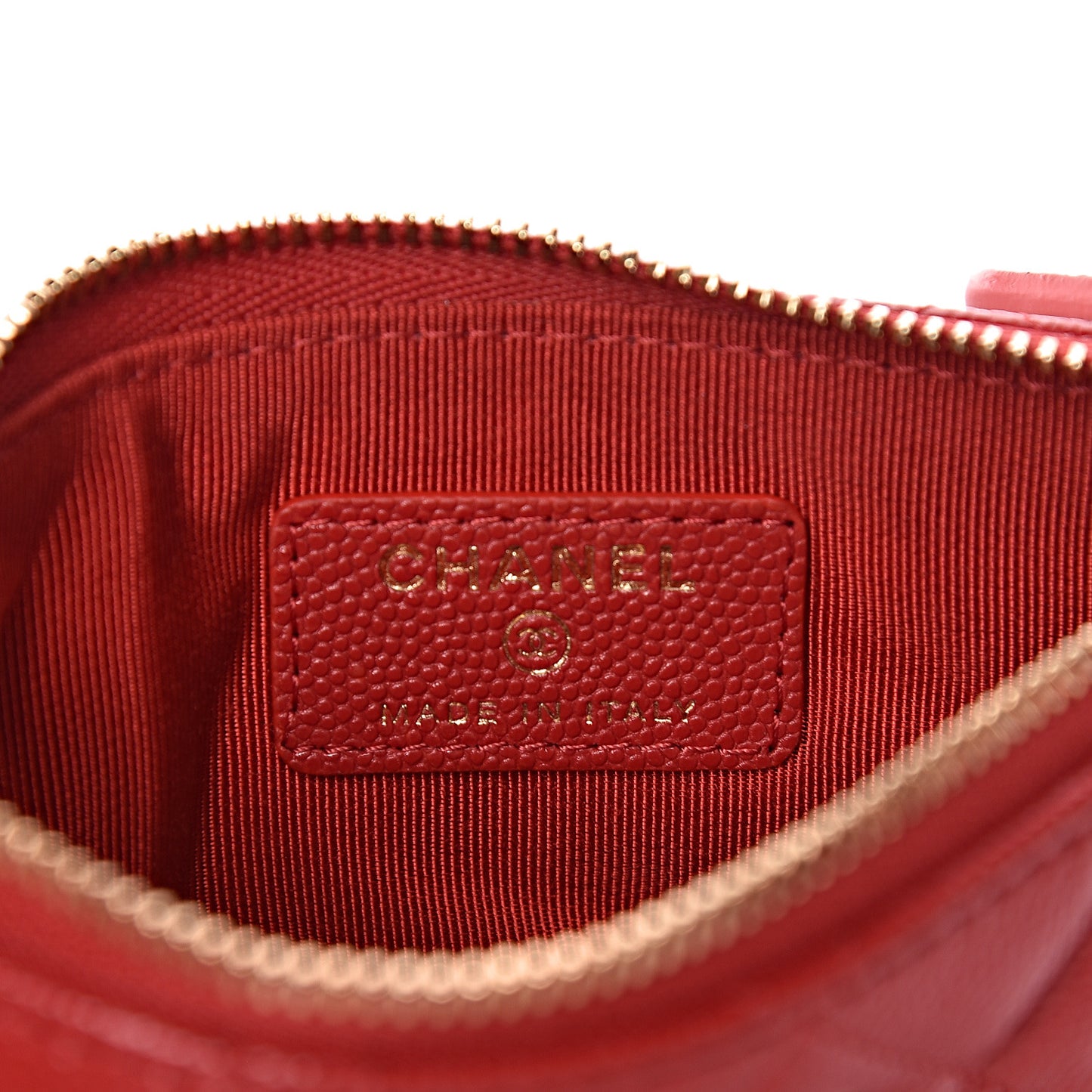 Caviar Quilted Small Cosmetic Case Red
