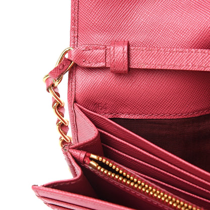 Prada Saffiano Metal Oro Chain Wallet Peonia 7 of 11