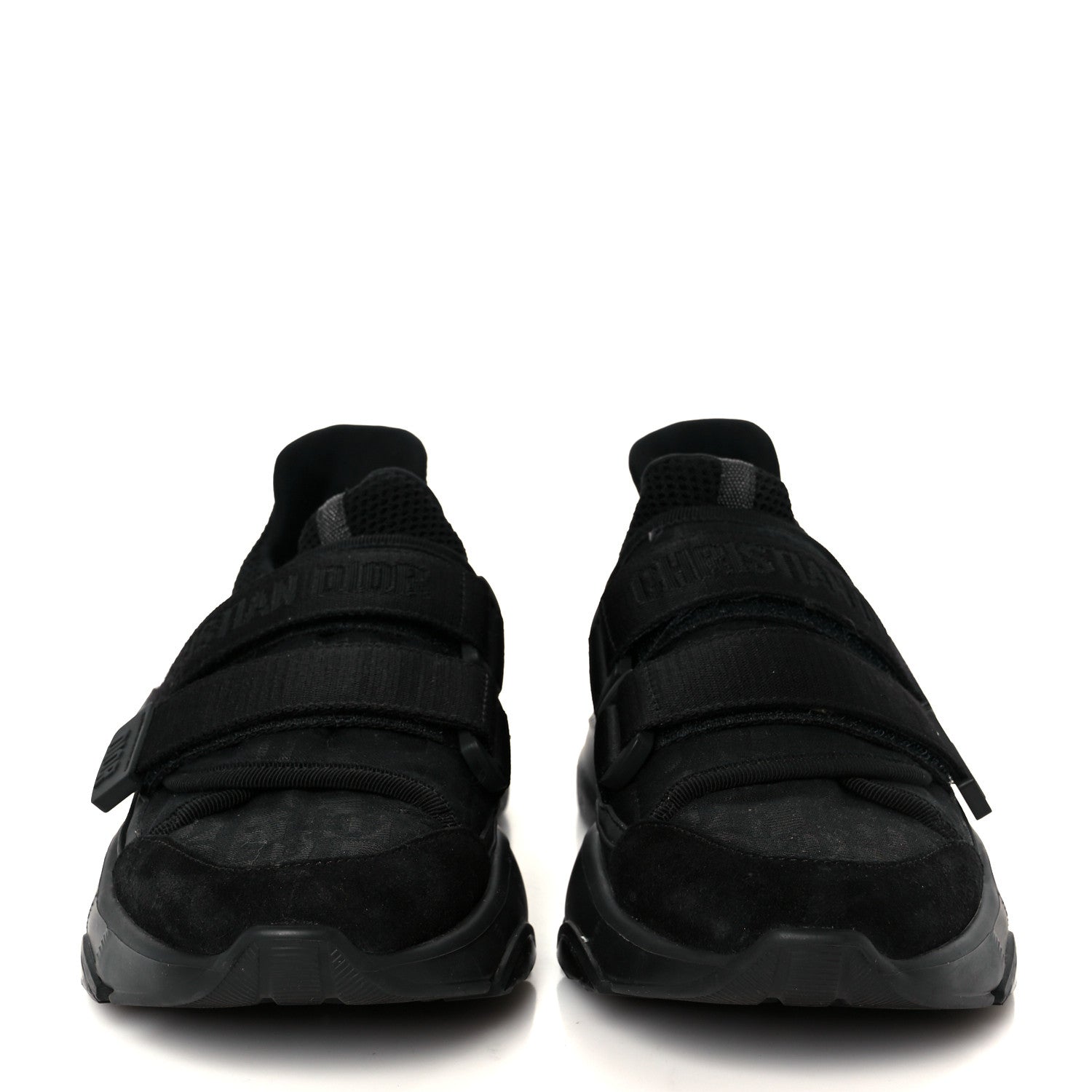 Christian Dior Shiny Oblique Technical Fabric Nylon Womens D-Wander Sneakers 35.5 Black 3 of 10