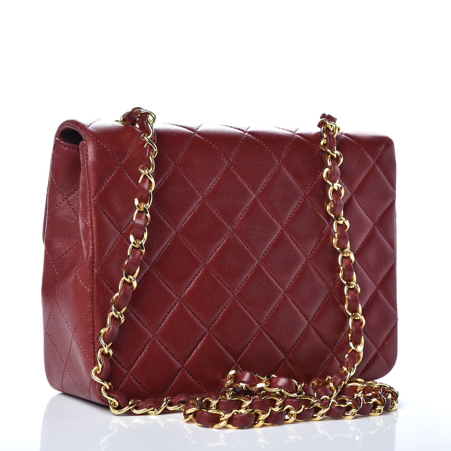 Lambskin Quilted Mini Square Flap Bordeaux