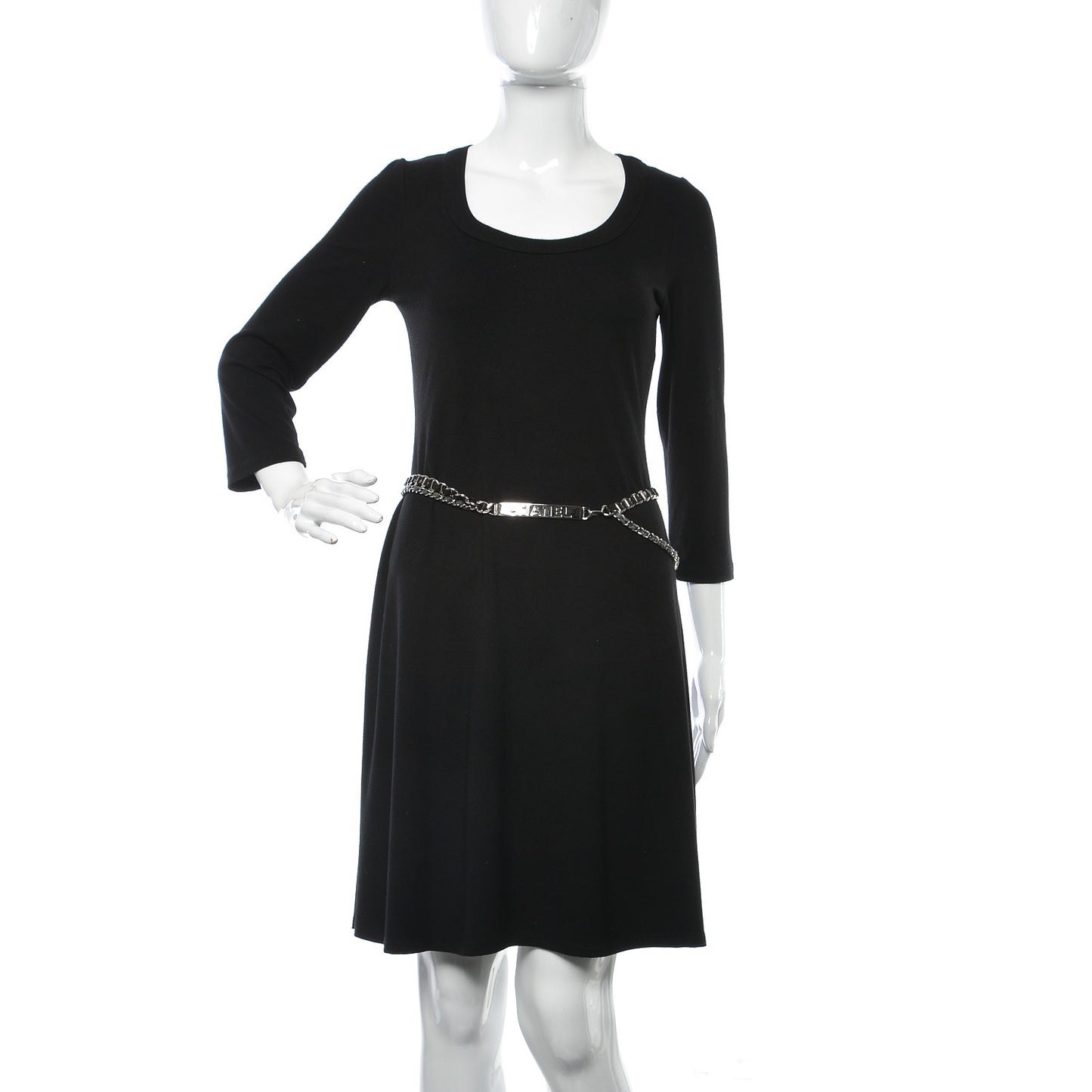 Lambskin Chain Belt Black Silver