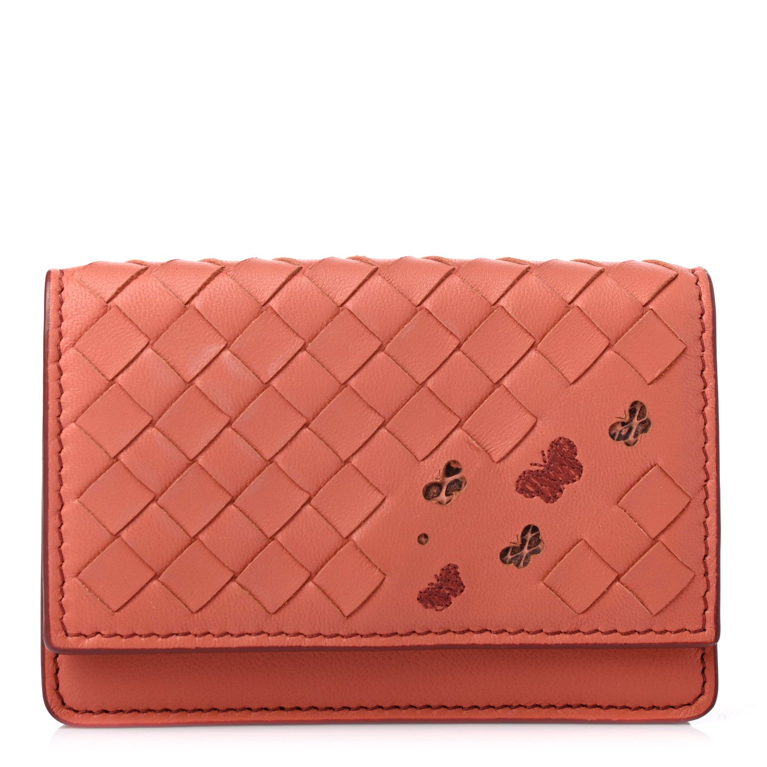 Bottega Veneta Nappa Intrecciato Butterfly Card Case Pink 1 of 4