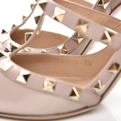 Valentino Garavani Patent Nappa Rockstud Ankle Strap 100mm Pumps 38 Poudre 8 of 9