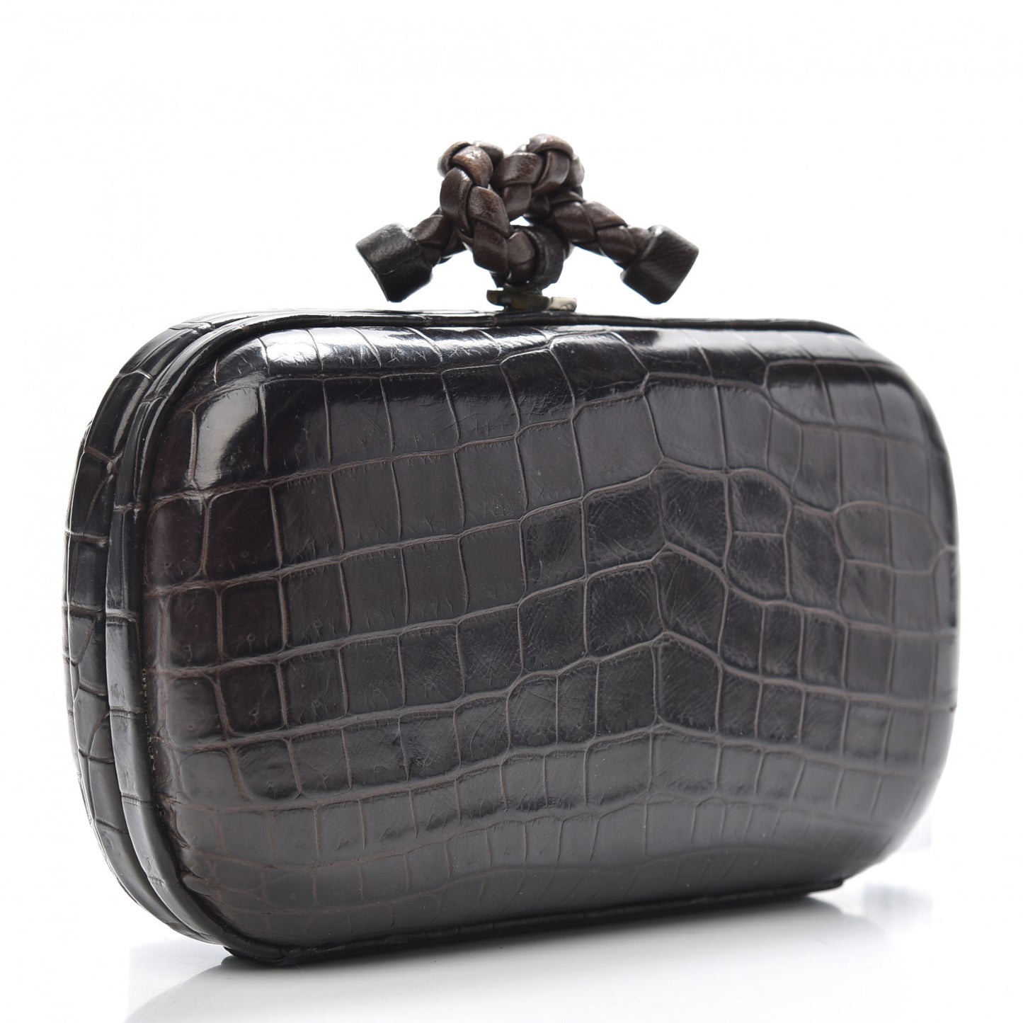 Crocodile Knot Clutch Brown