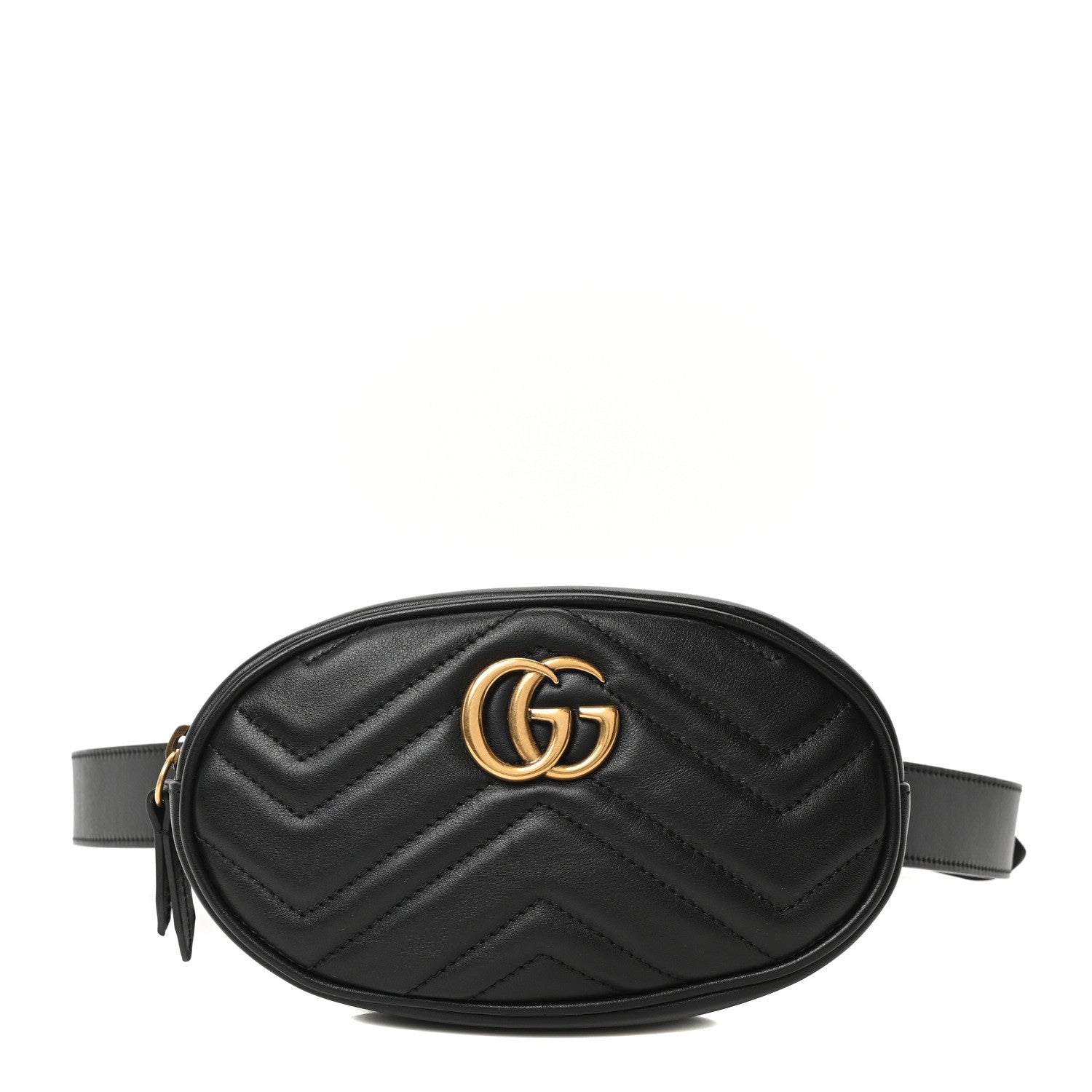 Gucci Calfskin Matelasse GG Marmont Belt Bag 95 38 Black 1 of 10