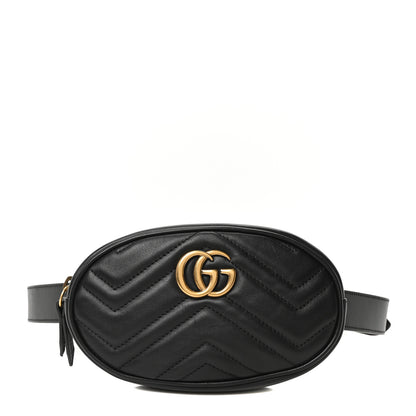 Gucci Calfskin Matelasse GG Marmont Belt Bag 95 38 Black 1 of 10