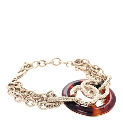 Chanel Resin Multistrand Chain CC Bracelet Gold Tortoise 1 of 4