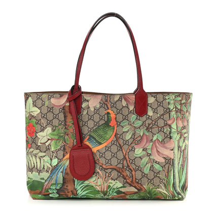 Gucci GG Supreme Monogram Tian Medium Shopping Tote Beige Multicolor Red 1 of 10