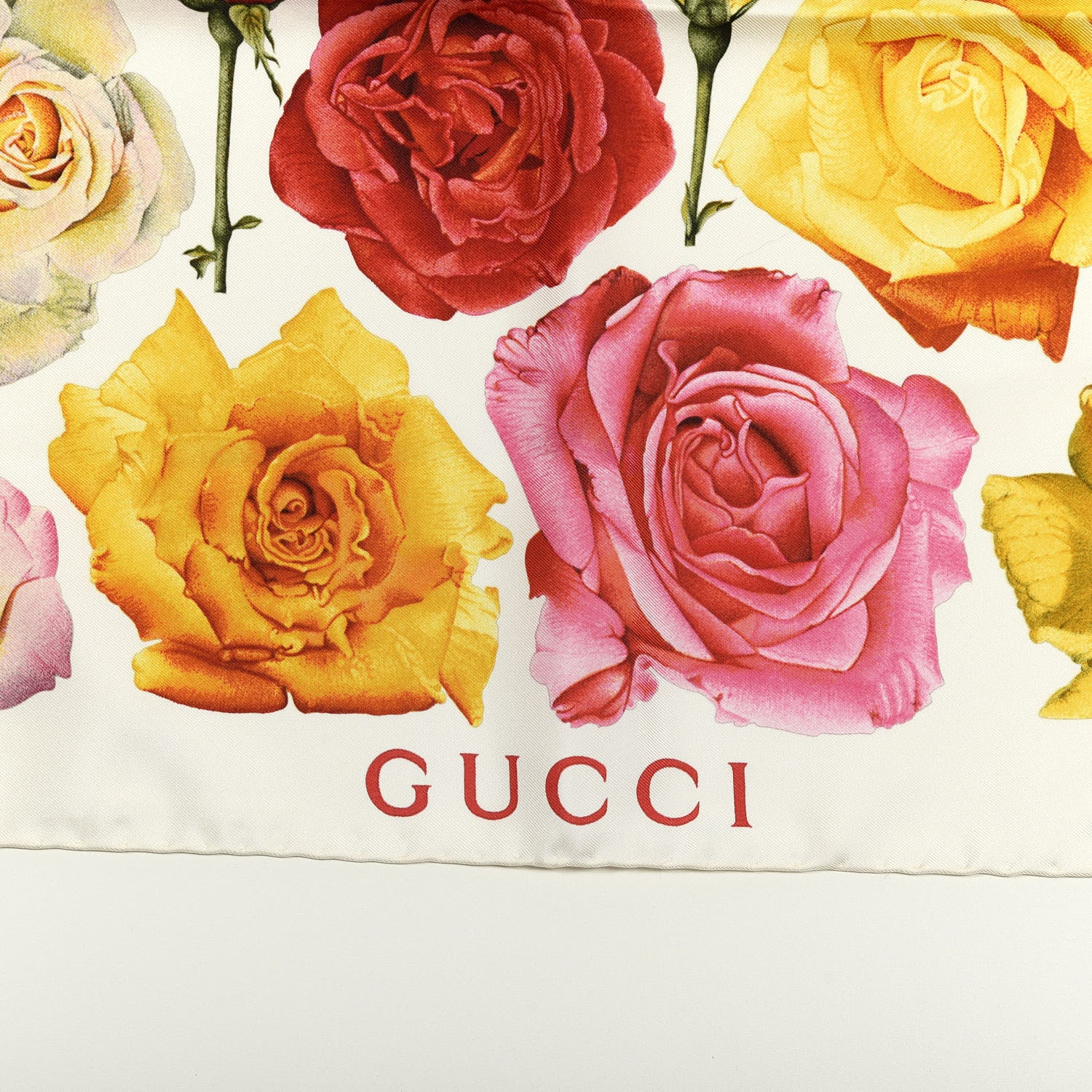 Gucci Silk Rose Print Square Scarf Multicolor 2 of 4