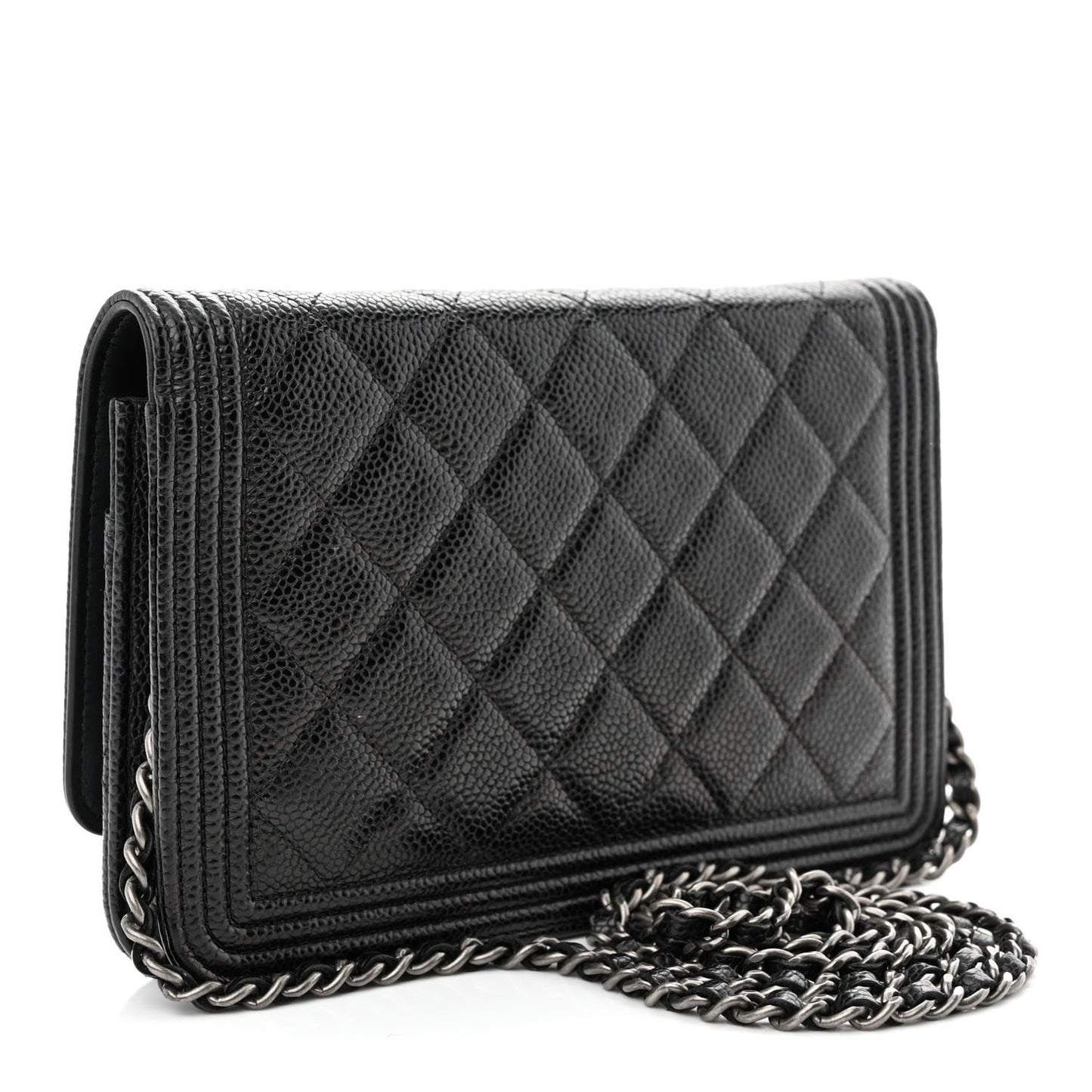 Caviar Quilted Boy Wallet On Chain WOC Black