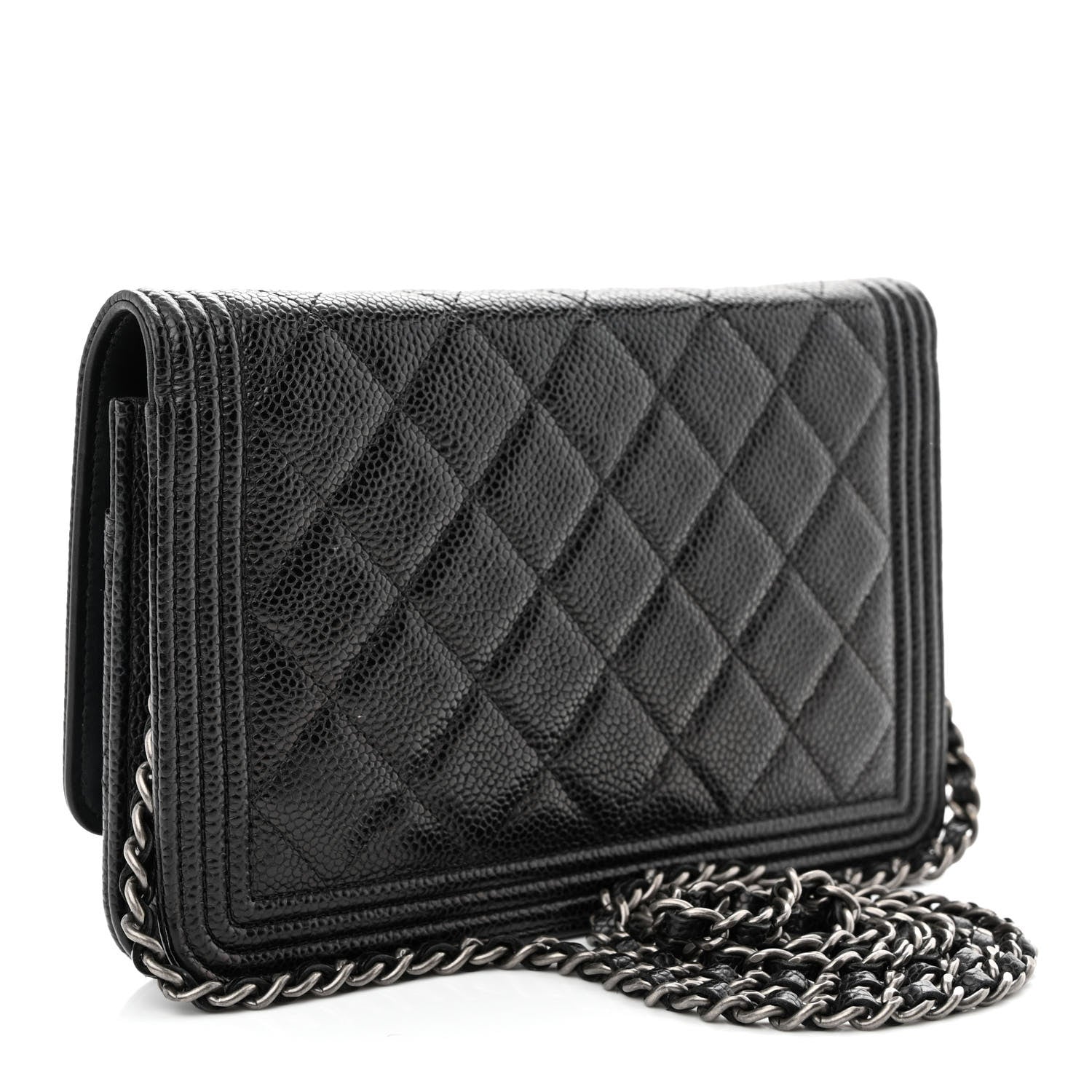 Chanel Caviar Quilted Boy Wallet On Chain WOC Black 3 of 13