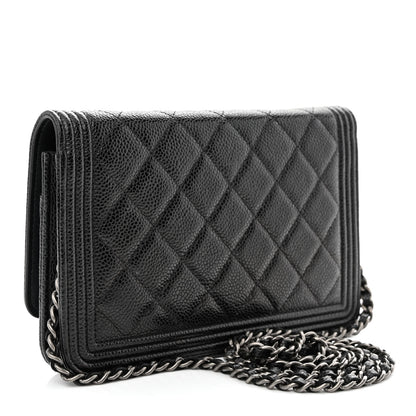 Chanel Caviar Quilted Boy Wallet On Chain WOC Black 3 of 13