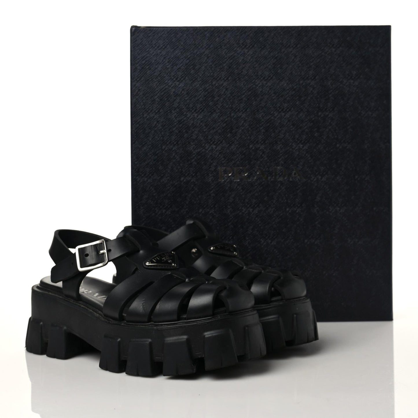 Foam Rubber Triangle Logo Monolith 55mm Cage Sandals 35 Black