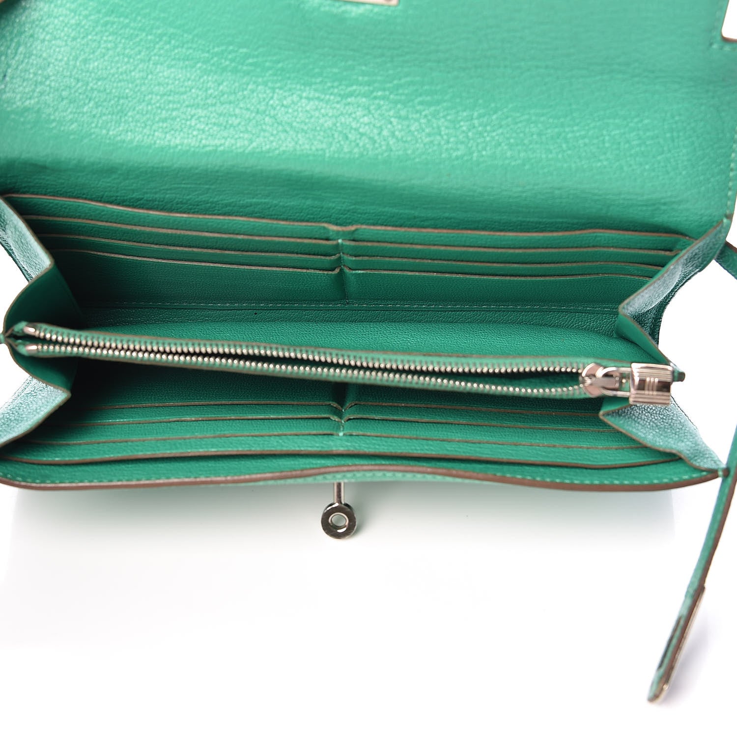 Hermes Chevre Mysore Kelly Longue Wallet Menthe 5 of 24