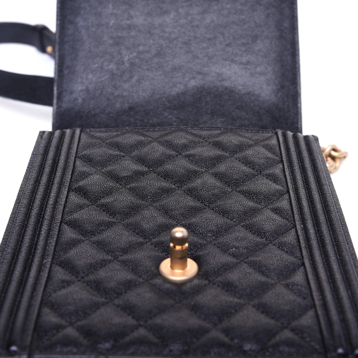 Caviar Quilted North South Boy Flap Black