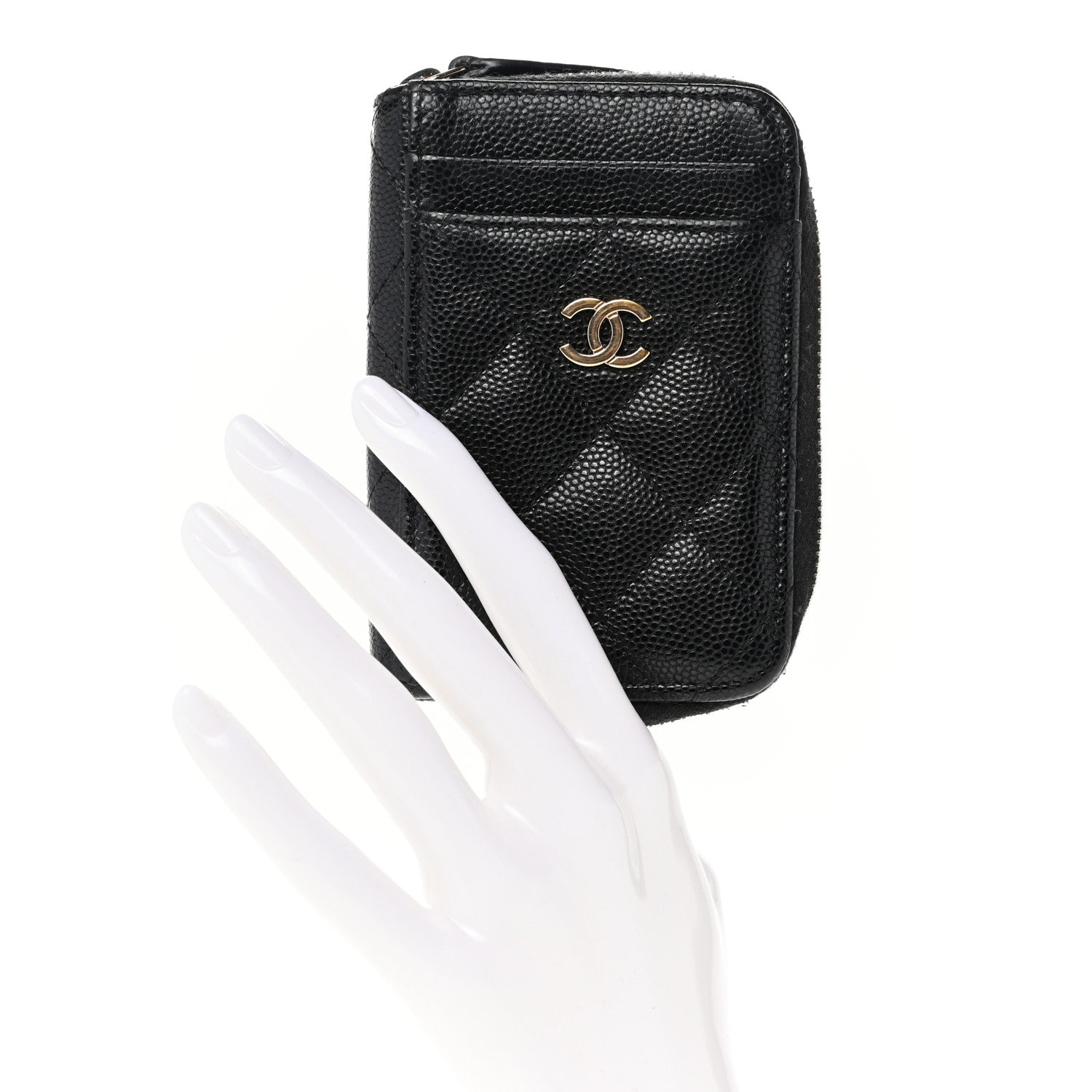 Chanel Caviar Quilted Zip Card Holder Black 2 of 7