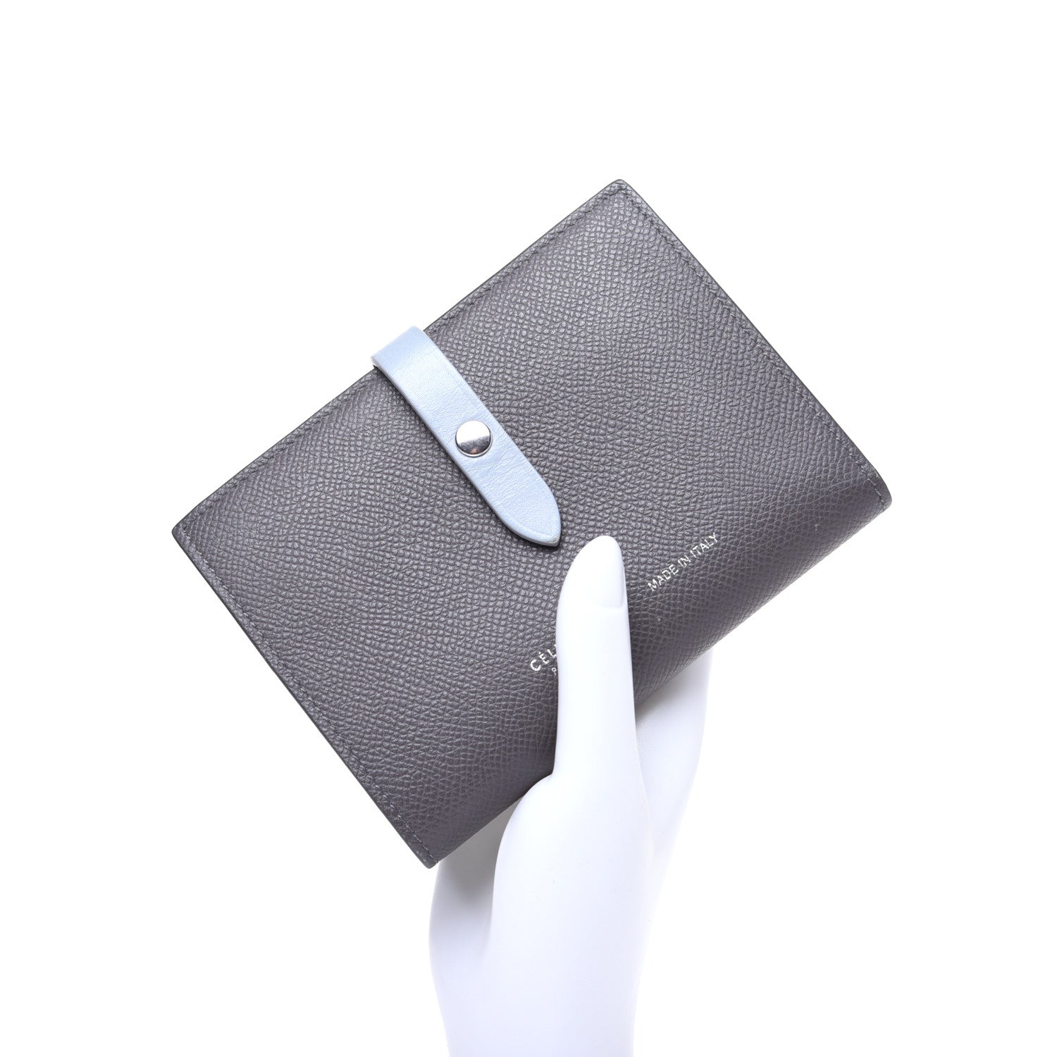 Celine Grained Calfskin Medium Multifunction Strap Wallet Grey Blue 2 of 11