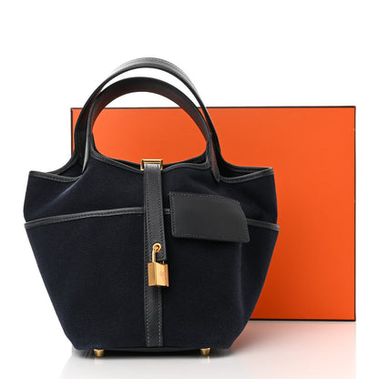 Hermes Toile Goeland Swift Cargo Picotin Lock 18 Bleu Marine 11 of 11
