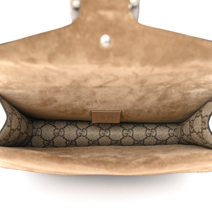 Gucci GG Supreme Monogram Suede Crystal Small Dionysus Shoulder Bag Beige Ebony Taupe 5 of 15