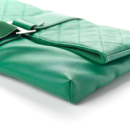 Chanel Lambskin Quilted Grip Clutch Green 7 of 11