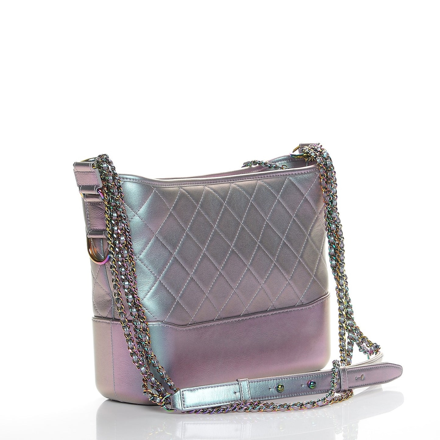 Iridescent Lambskin Calfskin Quilted Medium Gabrielle Hobo Light Purple