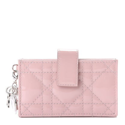 Christian Dior Patent Cannage Lady Dior 5-Gusset Card Holder Pink 1 of 9