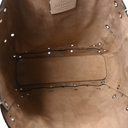 Valentino Garavani Grainy Calfskin Studded Small Nellcote Shopping Tote White 5 of 9