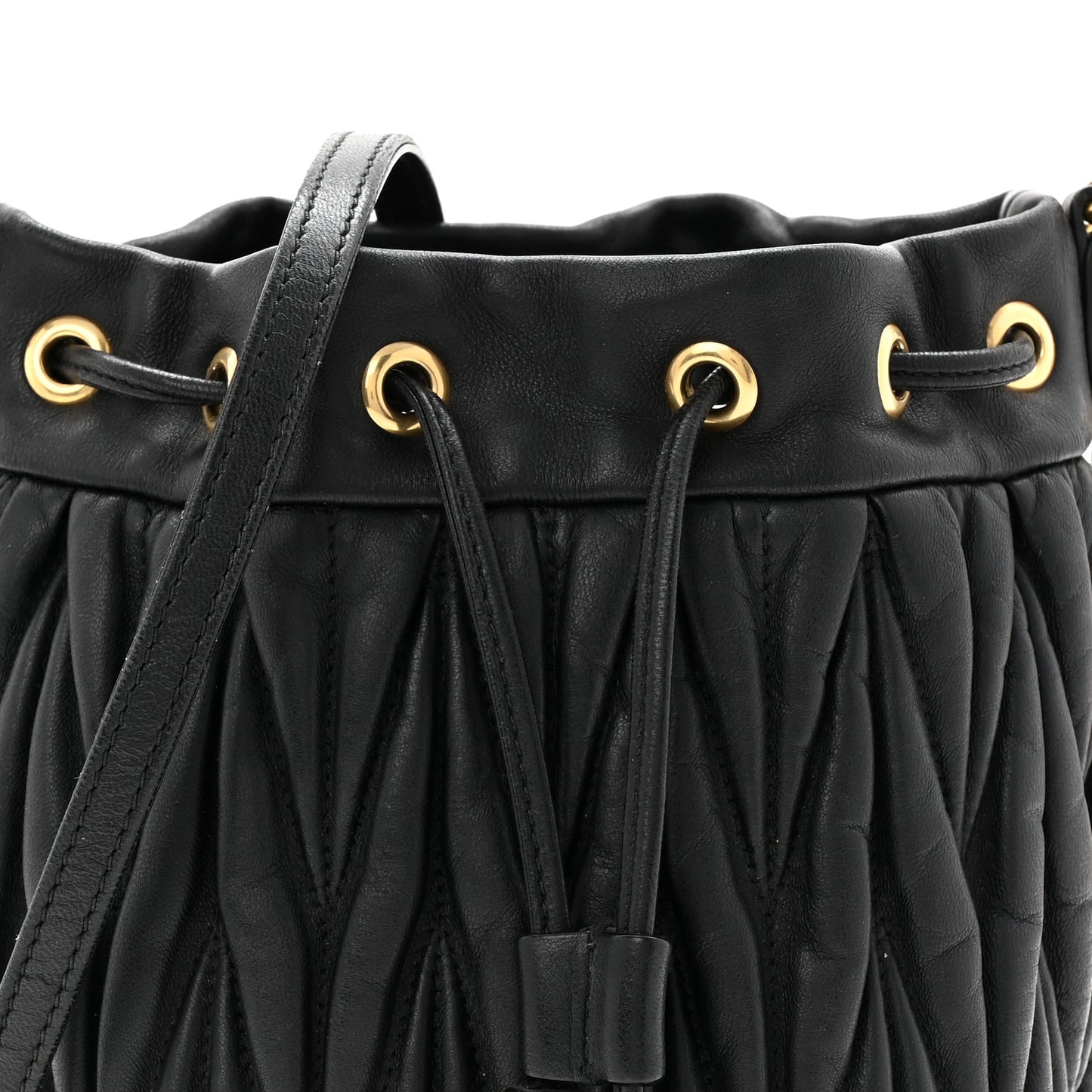 Nappa Matelasse Small Bucket Bag Black