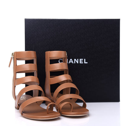 Chanel Calfskin Gladiator Sandals 38.5 Brown 11 of 11