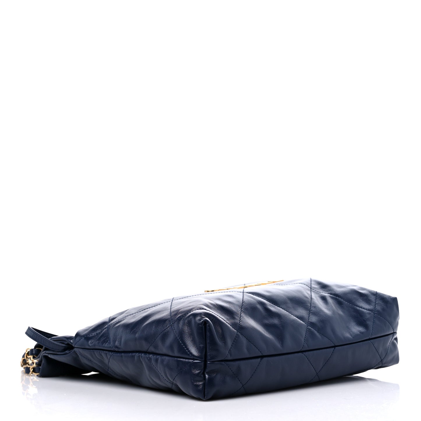 Shiny Calfskin Quilted Small Chanel 22 Navy
