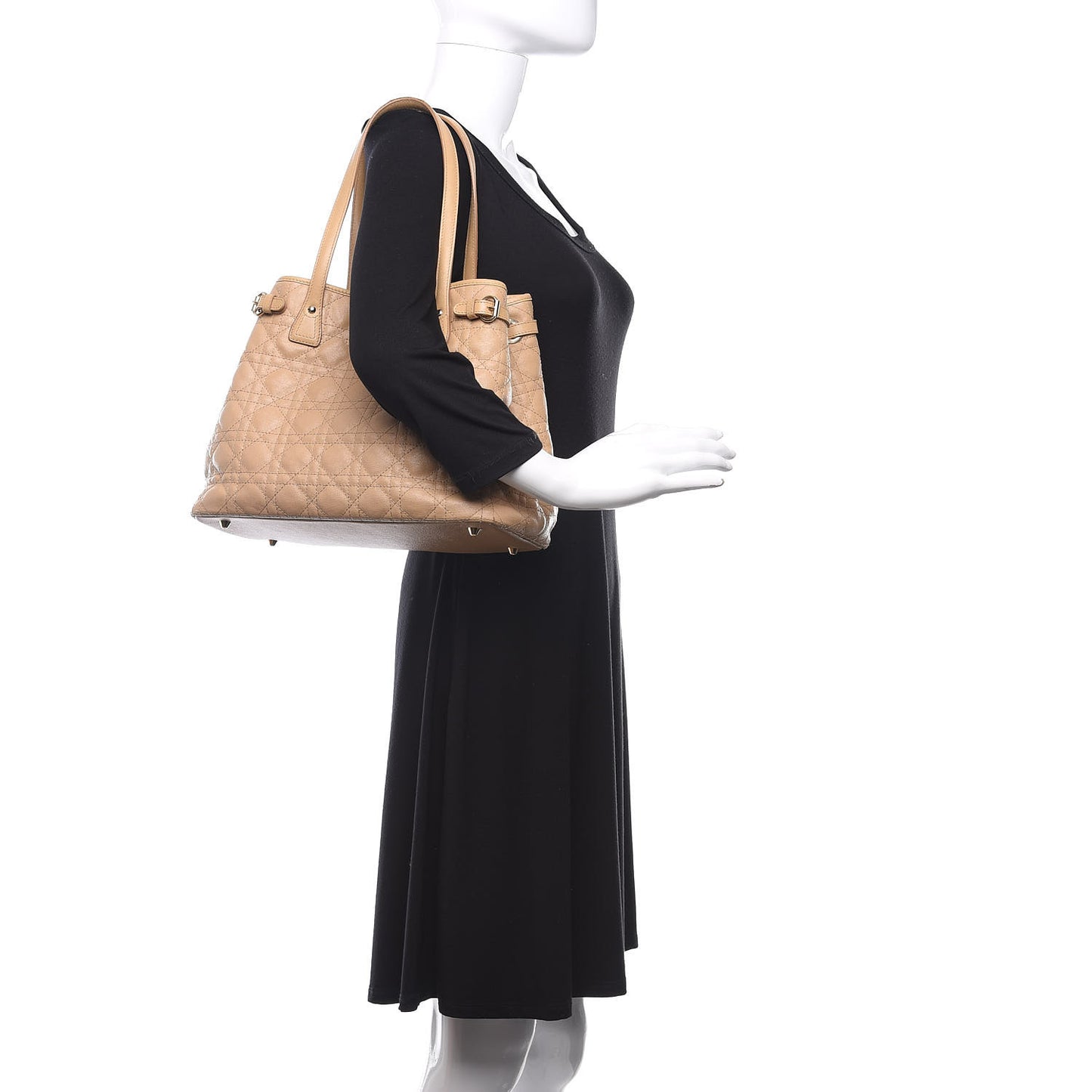 Coated Canvas Cannage Medium Panarea Tote Beige