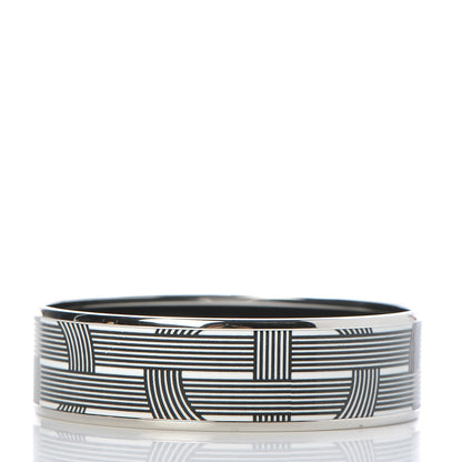 Hermes Enamel Printed Circuit 24 Faubourg Wide Bracelet 65 Black White 3 of 5