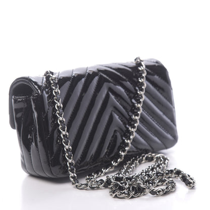 Chanel Patent Calfskin Chevron Quilted Extra Mini Flap Black 3 of 10